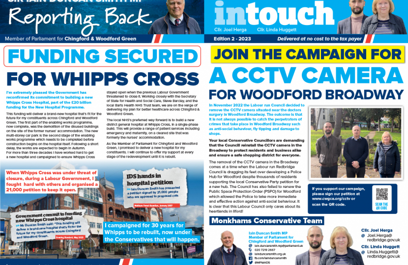 Whipps Cross redevelopment update, Broadway CCTV campaign and more  - in this month's Monkhams Intouch